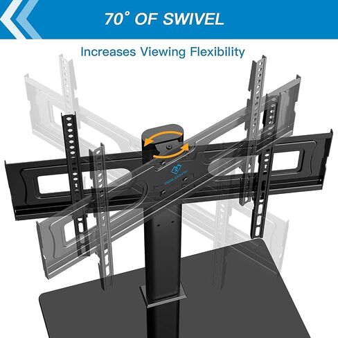 Swivel Universal TV Stand Mount for 37-75 Inch LCD OLED Flat/Curved Screen TVs up to 99lbs-Height Adjustable Table Top TV Stand/Base with Tempered Glass Base & Wire Management, VESA 600x400mm-PSTVS21 in Saudi Arabia