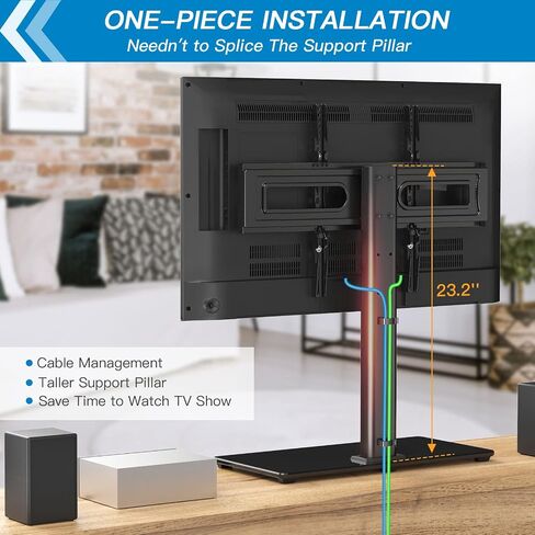 Swivel Universal TV Stand Mount for 37-75 Inch LCD OLED Flat/Curved Screen TVs up to 99lbs-Height Adjustable Table Top TV Stand/Base with Tempered Glass Base & Wire Management, VESA 600x400mm-PSTVS21 in Saudi Arabia