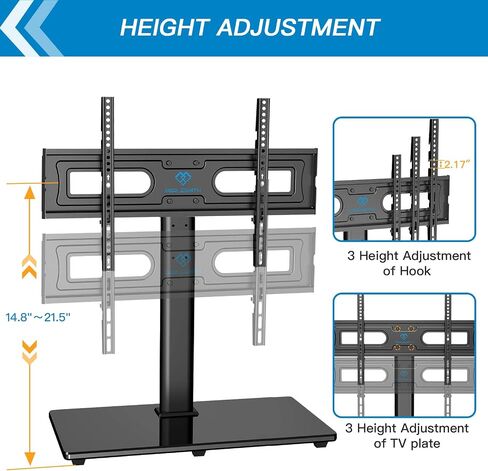 Swivel Universal TV Stand Mount for 37-75 Inch LCD OLED Flat/Curved Screen TVs up to 99lbs-Height Adjustable Table Top TV Stand/Base with Tempered Glass Base & Wire Management, VESA 600x400mm-PSTVS21 in Saudi Arabia