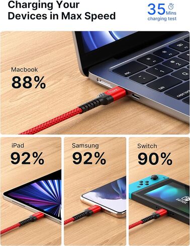 JSAUX 240W USB C to USB C Cable 10FT, Type C Fast Charging Cord, Blue in Saudi Arabia