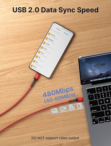 JSAUX 240W USB C to USB C Cable 10FT, Type C Fast Charging Cord, Blue in Saudi Arabia