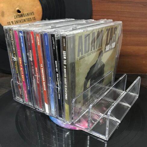 حامل أقراص CD DVD وصندوق تخزين الأقراص المضغوطة ورف عرض الأقراص المضغوطة وحافظات أقراص DVD - تحمل ما يصل إلى 7-14 حافظة جوهرية قياسية للأقراص المضغوطة لتخزين وتنظيم أرفف الوسائط - أكريليك شفاف in Saudi Arabia
