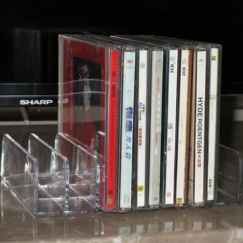 حامل أقراص CD DVD وصندوق تخزين الأقراص المضغوطة ورف عرض الأقراص المضغوطة وحافظات أقراص DVD - تحمل ما يصل إلى 7-14 حافظة جوهرية قياسية للأقراص المضغوطة لتخزين وتنظيم أرفف الوسائط - أكريليك شفاف in Saudi Arabia