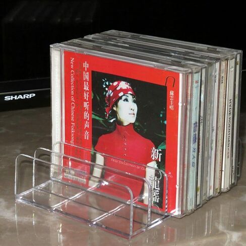 حامل أقراص CD DVD وصندوق تخزين الأقراص المضغوطة ورف عرض الأقراص المضغوطة وحافظات أقراص DVD - تحمل ما يصل إلى 7-14 حافظة جوهرية قياسية للأقراص المضغوطة لتخزين وتنظيم أرفف الوسائط - أكريليك شفاف in Saudi Arabia
