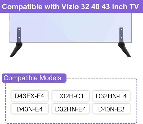 TV Base Stand for Vizio TV Legs Replacement, for Vizio 32 inch 40 inch 43 inch Smart TV, for Vizio D32H-C1 D32HN-E4 D32HN-E4 D40N-E3 D43FX-F4 D43N-E4 TV Base Stand for Vizio TV Stand with Screws in Saudi Arabia