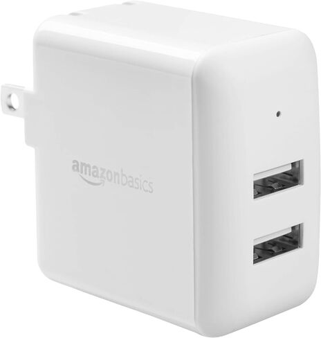 أمازون بيسكس ،12 واط ،منفذ واحد USB-A ،شاحن حائط (2.4 أمبير) ،محمول ،متوافق مع هواتف (آيفون 16/15/14/13/12/11/X وسامسونج والمزيد) ،قطعتان ، أبيض in Kuwait