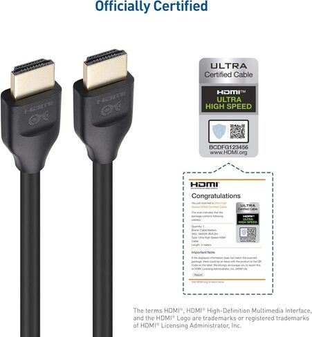 مسائل الكابل [معتمد من HDMI عالي السرعة] كابل HDMI 48 جيجابت في الثانية 8K بطول 3.3 قدم / 1 متر مع 8K عند 60 هرتز، 4K عند 240 هرتز ودعم HDR لأجهزة PS5، وXbox Series X/S، وRTX3080/3090، وRX 6800/6900، وApple TV، و أكثر in Kuwait