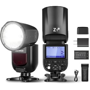 NEEWER Z1-S TTL Round Head Flash Speedlite for Sony Cameras, 76Ws 2.4G 1/8000s HSS, 10 Levels LED Modeling Lamp, 2600mAh Lithium Battery, 480 Full Power Shots, Recycle in 1.5s Flash