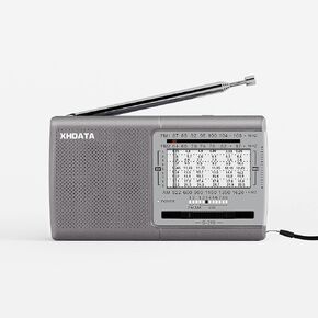 XHDATA D219 Portable AM FM Shortwave Radio Battery Operated Small Great Reception Radio with Good Sound,Earphone Jack for Elder,Home,Child [Gray]