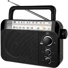 راديو FM Retekess TR604 AM، وصلة راديو محمولة في الحائط | للمنزل، النزهة، كبار السن، تعمل ببطارية D، قرص كبير، وضع نغمة عالية/منخفضة، مكبر صوت كبير، مقبس سماعة الأذن in Saudi Arabia