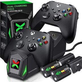 Upgraded Controller Charger Station with 2x6200mWh Rechargeable Battery Packs for Xbox One/Series X|S, Dual Charging Dock for Xbox One Battery Pack (Controller not Included) in Saudi Arabia