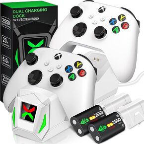 Upgraded Controller Charger Station with 2x6200mWh Rechargeable Battery Packs for Xbox One/Series X|S, Dual Charging Dock for Xbox One Battery Pack (Controller not Included) in Saudi Arabia