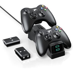 بوفو قاعدة شحن لوحدة التحكم لجهاز Xbox 360، قاعدة شحن مزدوجة مع بطاريتين قابلتين لاعادة الشحن 1200mAh وكيبل شحن in Saudi Arabia
