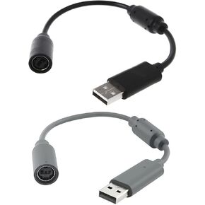 Jedihra 2 Pack Replacement Dongle USB Breakaway Cable for Xbox 360 Wired Controllers, Extension Adapter Cable for Xbox 360 (2, 2 Pack Black+Gray) in Saudi Arabia