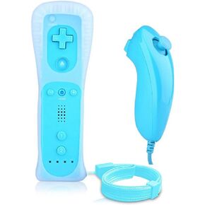 وحدة تحكم عن بعد من Lyyes لأجهزة تحكم Wii وWii Remote وNunchuck مع حافظة من السيليكون وحزام لجهاز Wii وWii U (أسود)