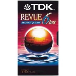 2 Pack TDK T-120 REVUE Premium Quality blank VHS Video Cassette Tape - 6 hours - Record, Rewind, Reuse in Kuwait