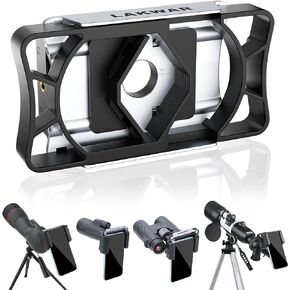 حامل محول الهاتف الذكي LAKWAR للتلسكوب، والمناظير، ونطاق الإكتشاف، والمجهر، وأحادي العين، ومشبك حامل الهاتف المحمول العالمي الكل في واحد يناسب تقريبًا أجهزة Android&iPhone in Kuwait