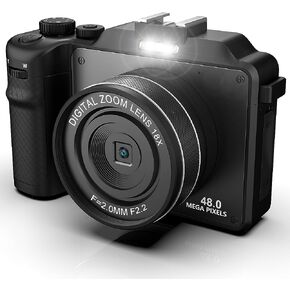 كاميرا رقمية للتصوير الفوتوغرافي، كاميرا Vlog بدقة 4K، كاميرا مزدوجة أمامية وخلفية، تركيز تلقائي ومضادة للاهتزاز، 7 مرشحات ألوان، كشف الوجه، شاشة IPS مقاس 3 بوصات، زاوية واسعة 140 درجة، تكبير 18X، بطاقة TF 32 جيجا وحزام يد AC- 04 in Kuwait