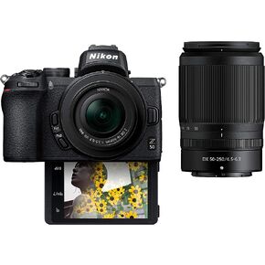 Nikon Z 50 with Two Lenses | Compact mirrorless Stills/Video Camera with Wide-Angle and telephoto Zoom Lenses | Nikon USA Model | Telephoto zoom lenses USA Model in Saudi Arabia