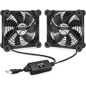 iPower Quiet Cooling Fan 80mm USB Case Fan with Speed Controller for Receiver DVR/PlayStation/Xbox/Computer Cabinet Cooling, 2 Pack, Black