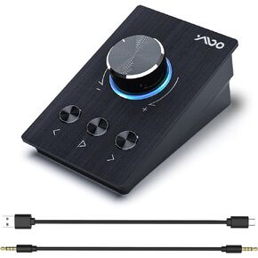 وحدة تحكم في مستوى الصوت USB S04 من يموو، مقبض تحكم في الوسائط المتعددة مع وظيفة التشغيل/الايقاف/الخلف/الامام, مقبض معدني لكتم الصوت بنقرة واحدة، تحكم مزدوج 3.5 ملم ومنفذ USB نوع C متوافق مع ويندوز in Kuwait