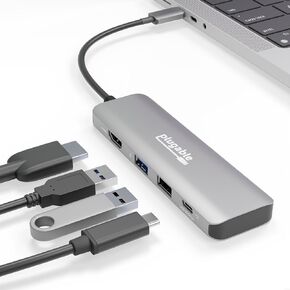 Plugable USB C Hub Multiport Adapter, 4 in 1, 100W Pass Through Charging, USB C to HDMI 4K 60Hz, Multi USB Port Hub for Windows, Mac, Ipad Pro, Chromebook, Thunderbolt (USBC-4IN1) in Saudi Arabia