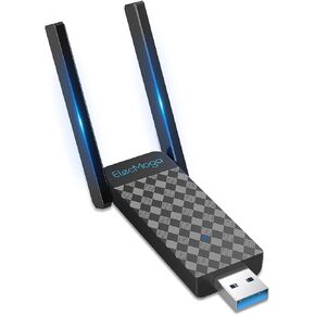 محول واي فاي USB، محول الشبكة اللاسلكية ElecMoga 1300Mbps ثنائي النطاق 5 جيجا هرتز/2.4 جيجا هرتز واي فاي دونجل USB 3.0 5dBi محول واي فاي هوائي للكمبيوتر المكتبي، يدعم Windows 11/10/8.1/8/7، Mac OS 10.9-10.15 in Kuwait