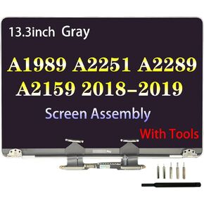 استبدال شاشة Areiliya لجهاز MacBook Pro 13.3 بوصة A1989 A2159 أواخر 2018 منتصف 2019 A2251 A2289 EMC 3214 EMC 3358 EMC 3301 Retina مجموعة شاشة LCD كاملة 2560x1600 (رمادي) in Kuwait