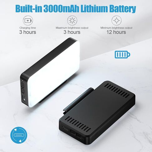 ضوء فيديو LED، ضوء كاميرا 3 ألوان قابل للتعتيم مع بطارية 3000 مللي أمبير في الساعة، ضوء محمول قابل لإعادة الشحن، سطوع قابل للتعديل لليوتيوب، البث المباشر، الماكياج، مدونة الفيديو، تيكتوك، مؤتمر الفيديو in Kuwait
