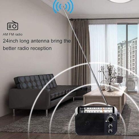 Retekess TR604 AM FM Radio, Portable Radio Plug in Wall | for Home,Picnic,Senior, D Battery Operated,Large Dial,High/Low Tone Mode,Big Speaker,Earphone Jack in Kuwait