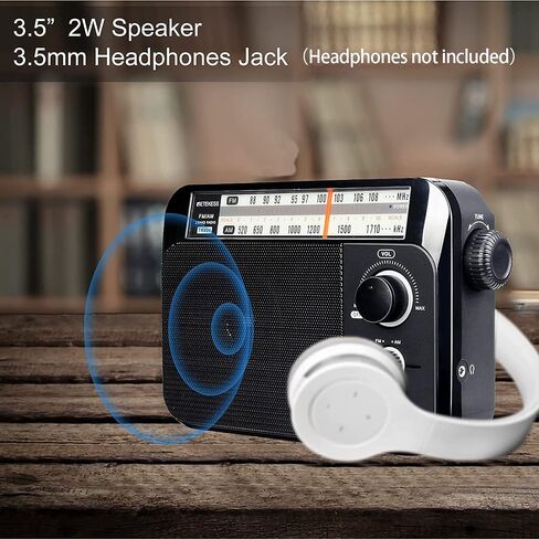 Retekess TR604 AM FM Radio, Portable Radio Plug in Wall | for Home,Picnic,Senior, D Battery Operated,Large Dial,High/Low Tone Mode,Big Speaker,Earphone Jack in Kuwait