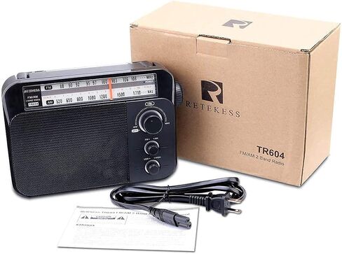 Retekess TR604 AM FM Radio, Portable Radio Plug in Wall | for Home,Picnic,Senior, D Battery Operated,Large Dial,High/Low Tone Mode,Big Speaker,Earphone Jack in Kuwait
