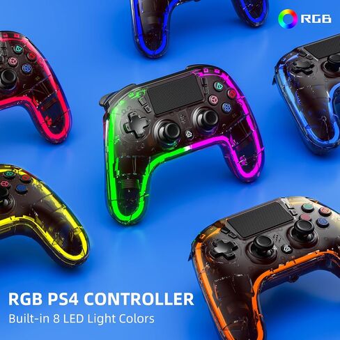وحدات تحكم Honghao اللاسلكية لجهاز PS4 مع مشغل القاعة و8 مصابيح LED متغيرة الألوان، وحدة تحكم عصا التحكم Aimbot Bluetooth المخصصة لجهاز PS4 لجهاز Playstation 4 (بني) in Saudi Arabia