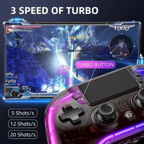 وحدات تحكم Honghao اللاسلكية لجهاز PS4 مع مشغل القاعة و8 مصابيح LED متغيرة الألوان، وحدة تحكم عصا التحكم Aimbot Bluetooth المخصصة لجهاز PS4 لجهاز Playstation 4 (بني) in Saudi Arabia