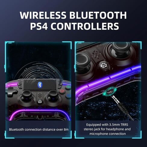 وحدات تحكم Honghao اللاسلكية لجهاز PS4 مع مشغل القاعة و8 مصابيح LED متغيرة الألوان، وحدة تحكم عصا التحكم Aimbot Bluetooth المخصصة لجهاز PS4 لجهاز Playstation 4 (بني) in Saudi Arabia