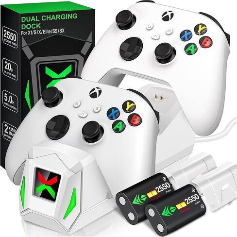Upgraded Controller Charger Station with 2x6200mWh Rechargeable Battery Packs for Xbox One/Series X|S, Dual Charging Dock for Xbox One Battery Pack (Controller not Included) in Saudi Arabia