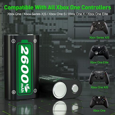 Ukor Fast Charging 2600mAh Rechargeable Battery Packs with Charger for Xbox One/Xbox Series X|S Xbox One S/Xbox One X/Xbox One Elite Wireless Controller, Long Lasting Intelligent Protection in Saudi Arabia