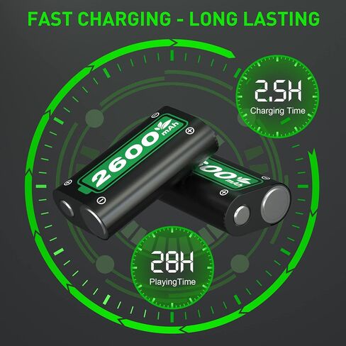 Ukor Fast Charging 2600mAh Rechargeable Battery Packs with Charger for Xbox One/Xbox Series X|S Xbox One S/Xbox One X/Xbox One Elite Wireless Controller, Long Lasting Intelligent Protection in Saudi Arabia