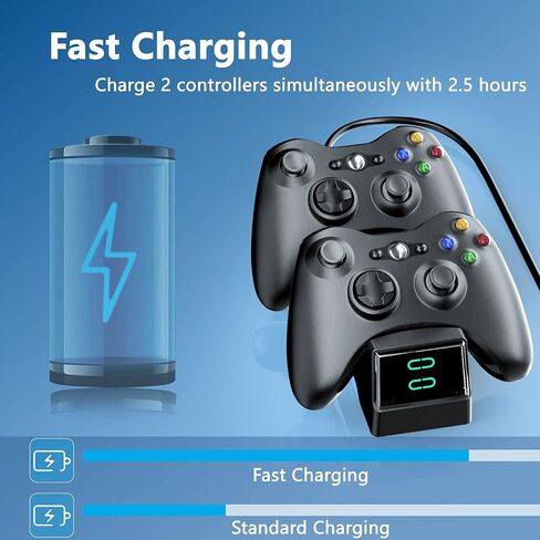 بوفو قاعدة شحن لوحدة التحكم لجهاز Xbox 360، قاعدة شحن مزدوجة مع بطاريتين قابلتين لاعادة الشحن 1200mAh وكيبل شحن in Saudi Arabia