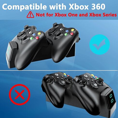 بوفو قاعدة شحن لوحدة التحكم لجهاز Xbox 360، قاعدة شحن مزدوجة مع بطاريتين قابلتين لاعادة الشحن 1200mAh وكيبل شحن in Saudi Arabia