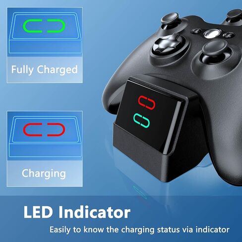 بوفو قاعدة شحن لوحدة التحكم لجهاز Xbox 360، قاعدة شحن مزدوجة مع بطاريتين قابلتين لاعادة الشحن 1200mAh وكيبل شحن in Saudi Arabia