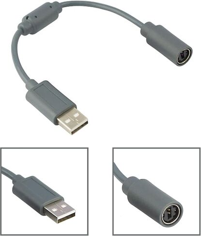Jedihra 2 Pack Replacement Dongle USB Breakaway Cable for Xbox 360 Wired Controllers, Extension Adapter Cable for Xbox 360 (2, 2 Pack Black+Gray) in Kuwait