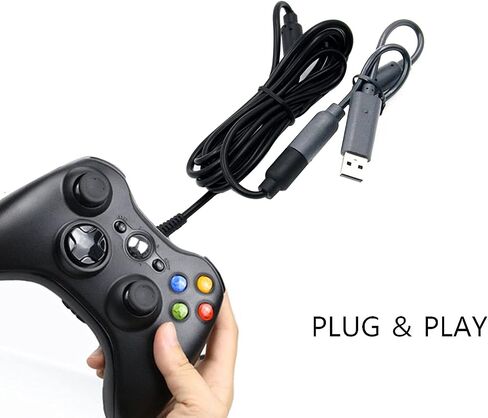 Jedihra 2 Pack Replacement Dongle USB Breakaway Cable for Xbox 360 Wired Controllers, Extension Adapter Cable for Xbox 360 (2, 2 Pack Black+Gray) in Kuwait