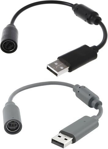 Jedihra 2 Pack Replacement Dongle USB Breakaway Cable for Xbox 360 Wired Controllers, Extension Adapter Cable for Xbox 360 (2, 2 Pack Black+Gray) in Kuwait