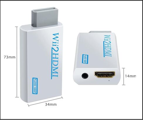 Sartyee Wii to HDMI Converter, Wii2 to HDMI for HD Video Audio Output with 3.5mm Audio Jack, Supports All Wii Display Modes 1080P 720P, Wii, Wii U, HDTV, Monitor, NTSC in Kuwait