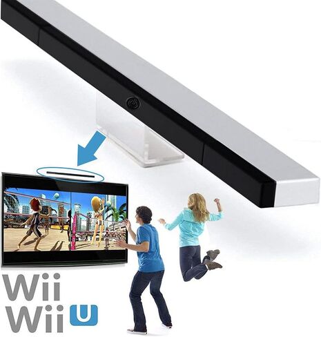 شريط مستشعر لاسلكي بديل لجهاز Wii، جهاز استقبال إشارة مستشعر الحركة بالأشعة تحت الحمراء لوحدة تحكم Nintendo Wii وWii U مع حامل ثابت و4 بطاريات AAA in Kuwait