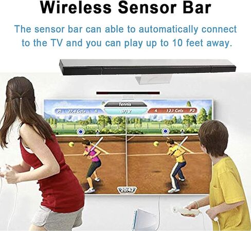 شريط مستشعر لاسلكي بديل لجهاز Wii، جهاز استقبال إشارة مستشعر الحركة بالأشعة تحت الحمراء لوحدة تحكم Nintendo Wii وWii U مع حامل ثابت و4 بطاريات AAA in Kuwait