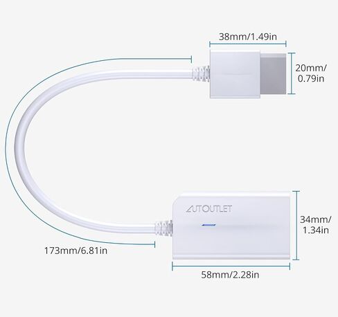 AUTOUTLET Wii to HDMI Converter 1080P with 6ft High Speed HDMI Cable Wii2 HDMI Adapter with Blue Indicator, Output Video&Audio with 3.5mm Jack Audio Compatible with Full HD Devices in Kuwait
