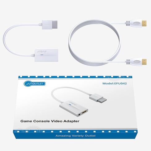 AUTOUTLET Wii to HDMI Converter 1080P with 6ft High Speed HDMI Cable Wii2 HDMI Adapter with Blue Indicator, Output Video&Audio with 3.5mm Jack Audio Compatible with Full HD Devices in Kuwait