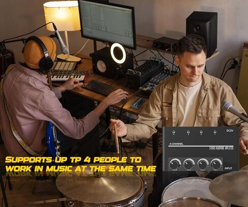 BEBSR 4 Channel Headphone Amplifier - Ultra-Compact Portable Stereo Audio Amp. Splitter with 4 3.5MM Headphones Output Jacks and 3.5MM Audio Input. Perfect for Sharing Music in Small Groups and DJing in Kuwait